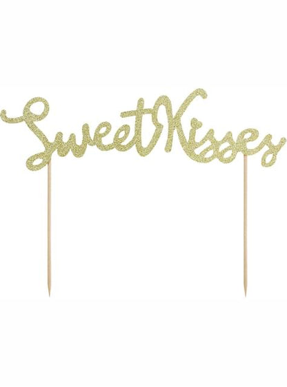 Decoración para tarta dorada sweet kisses - Valentine Collection - Partydeco | Funidelia