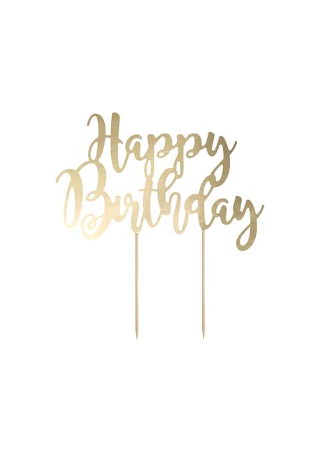Decoración para tarta “Happy Birthday“ dorado - Black & White - Partydeco | Funidelia