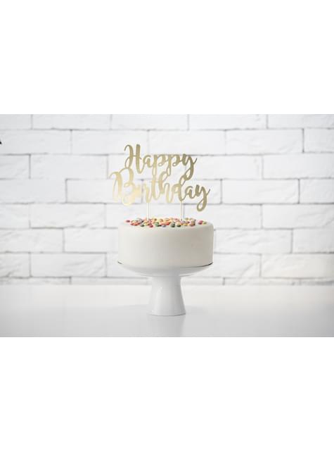 Decoración para tarta “Happy Birthday“ dorado - Black & White - Partydeco | Funidelia