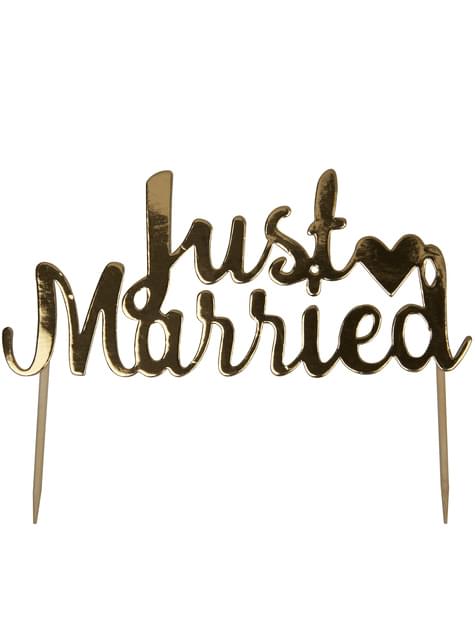 Decoración para tarta “Just Married“ dorado - Scripted Marble - Neviti | Funidelia