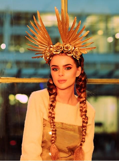Diadema con plumas doradas - Boland | Funidelia