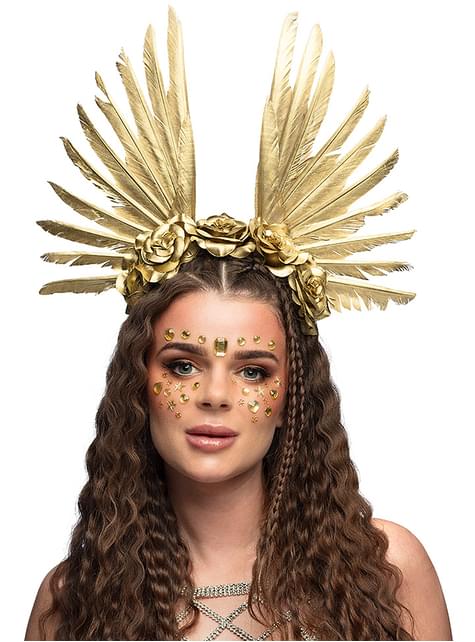 Diadema con plumas doradas - Boland | Funidelia