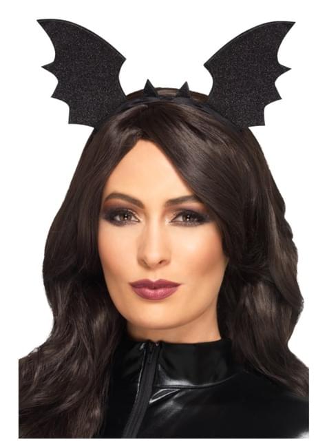 Diadema de murciélago negra para mujer