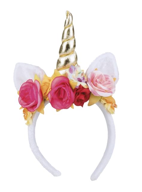 Diadema de Unicornio con flores para adulto - Boland | Funidelia