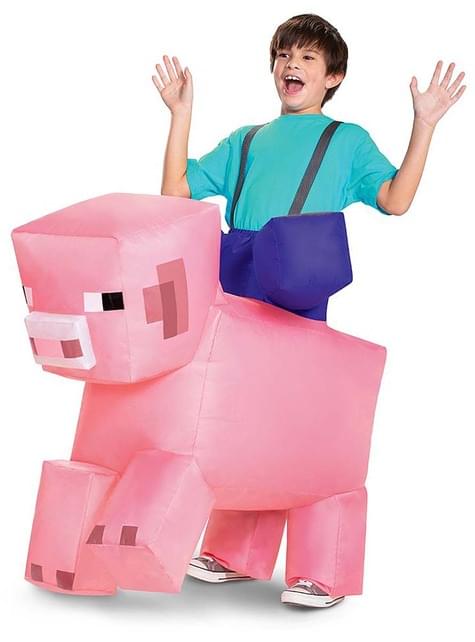 Disfraz a hombros de Cerdo Minecraft hinchable para niños