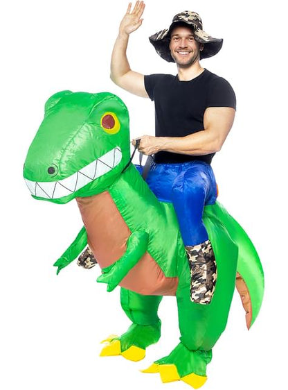 Disfraz a hombros de dinosaurio explorador hinchable para adulto - Funiglobal | Funidelia