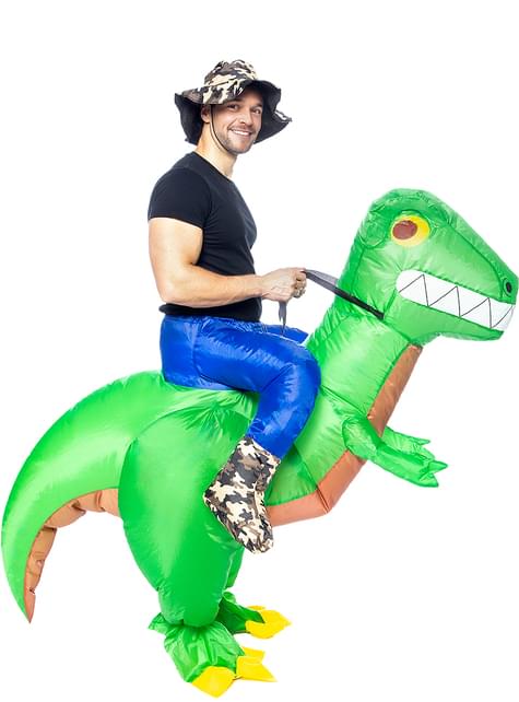 Disfraz a hombros de dinosaurio explorador hinchable para adulto - Funiglobal | Funidelia