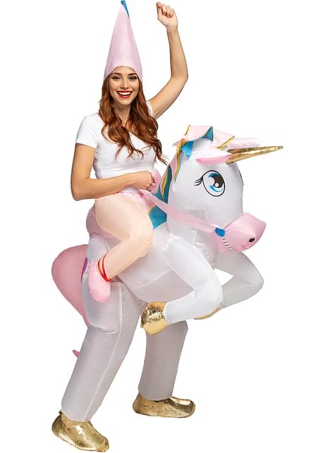 Disfraz a hombros de unicornio hinchable para adulto - Funiglobal | Funidelia