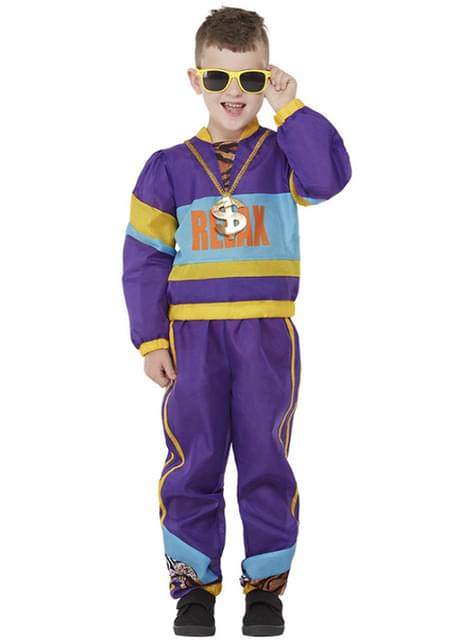 Disfraz años 80 morado para niño