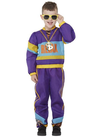 Disfraz años 80 morado para niño