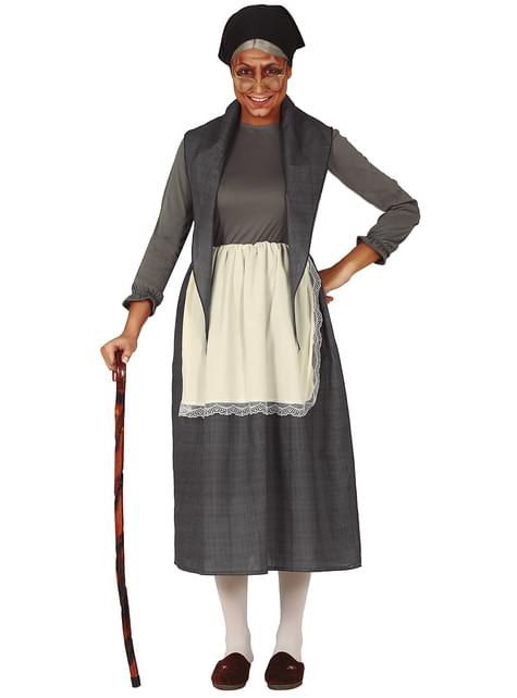 Disfraz de abuela gris para mujer