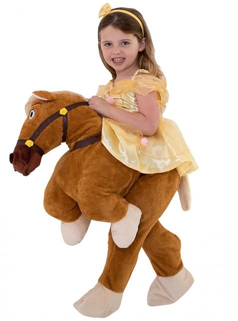 Disfraz a hombros de Bella sobre el caballo Phillipe - La Bella y la Bestia - Morphsuits | Funidelia