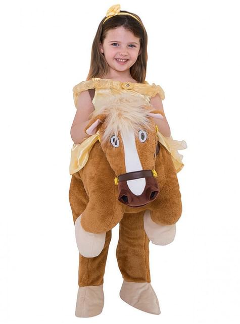 Disfraz a hombros de Bella sobre el caballo Phillipe - La Bella y la Bestia - Morphsuits | Funidelia