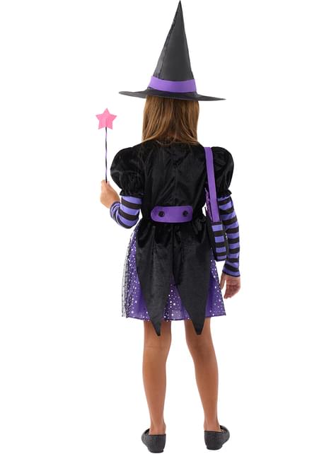 Disfraz de bruja con accesorios para niña