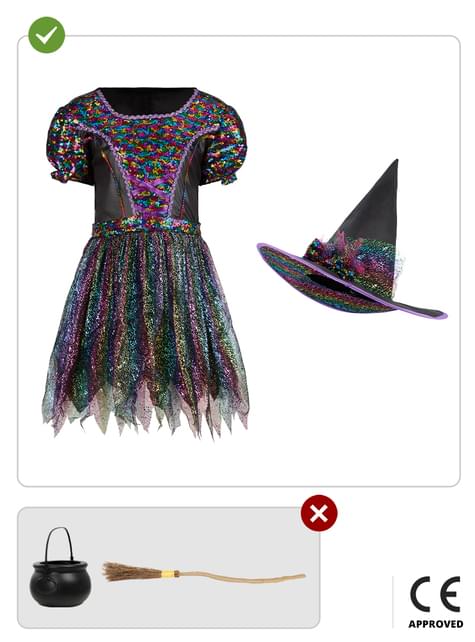 Disfraz de bruja glitter para niña - Funiglobal | Funidelia