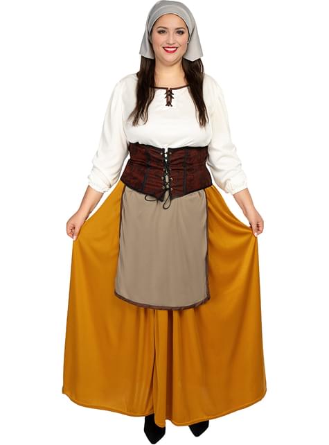 Disfraz de campesina medieval para mujer talla grande - Funiglobal | Funidelia