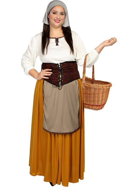 Disfraz de campesina medieval para mujer talla grande - Funiglobal | Funidelia