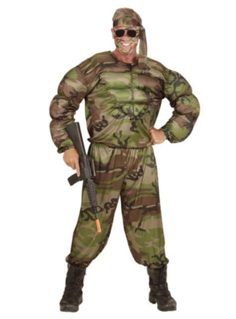 Disfraz de camuflaje musculoso para hombre