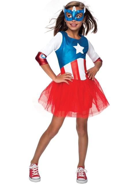 Disfraz de Capitán América tutú Marvel para niña