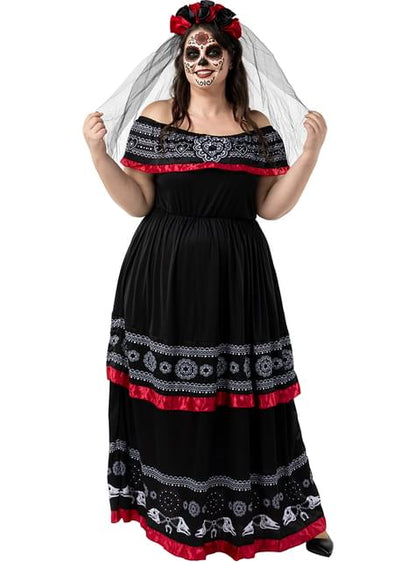 Disfraz de Catrina para mujer talla grande - Funiglobal | Funidelia