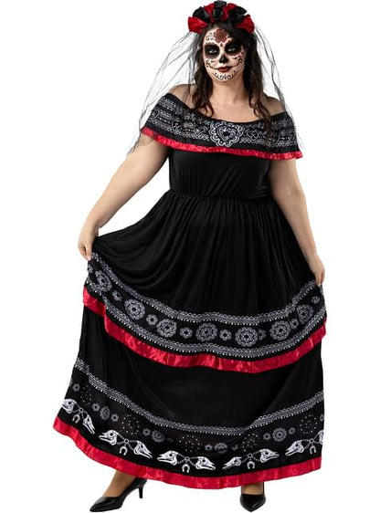 Disfraz de Catrina para mujer talla grande - Funiglobal | Funidelia