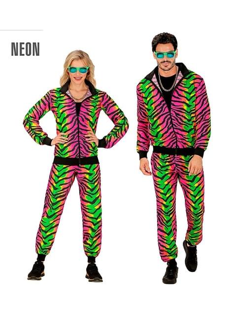 Disfraz de chándal años 80 animal print fluorescente para adulto - Widmann | Funidelia