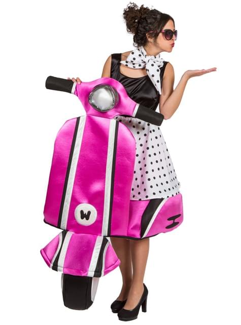 Disfraz de chica de los 50 en moto rosa - Nines Onil | Funidelia