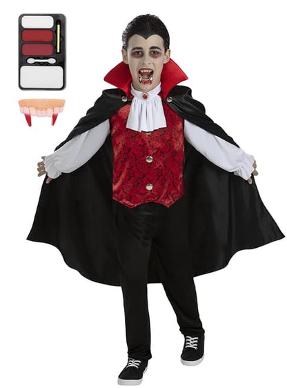 Disfraz de Conde Drácula para niño con maquillaje