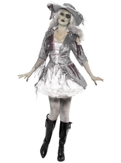 Disfraz de pirata fantasma gris para mujer