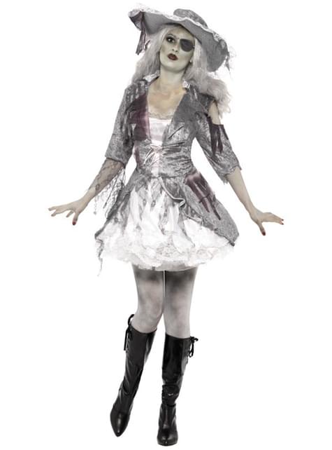 Disfraz de pirata fantasma gris para mujer