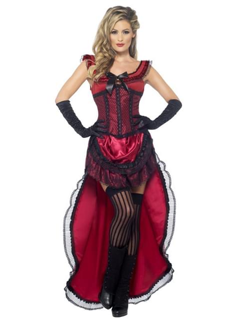 Disfraz de dama de burdel rojo Deluxe - Smiffys | Funidelia