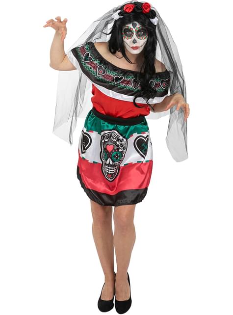 Disfraz de Día de los Muertos México para mujer talla grande
