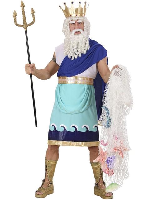 Disfraz de Dios del mar Neptuno para hombre talla grande