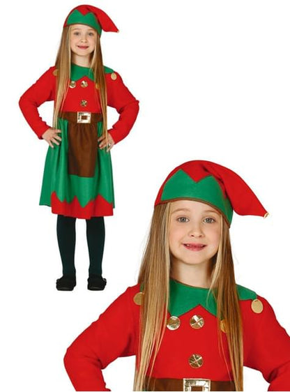 Disfraz de elfa de Navidad para niña