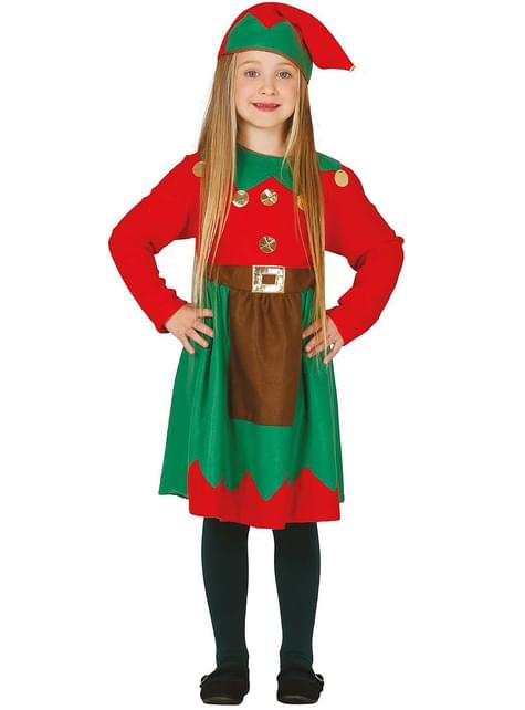 Disfraz de elfa de Navidad para niña