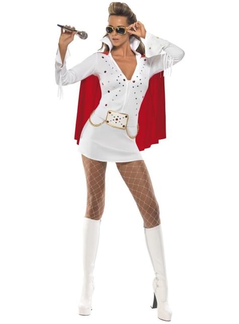 Disfraz de Elvis Viva Las Vegas blanco para mujer