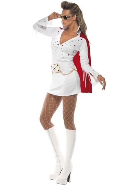 Disfraz de Elvis Viva Las Vegas blanco para mujer
