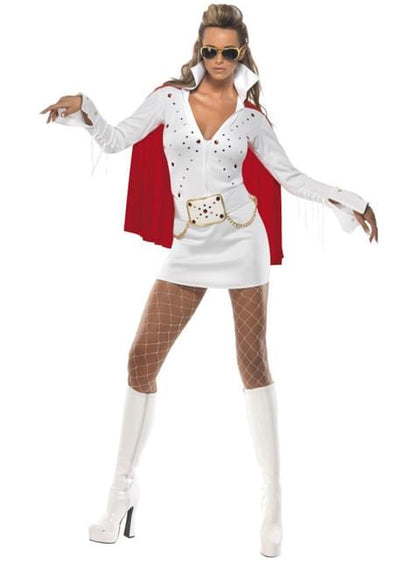Disfraz de Elvis Viva Las Vegas blanco para mujer