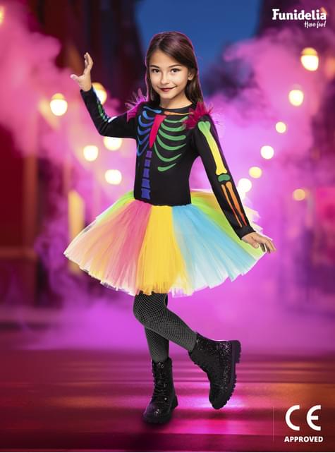 Disfraz de esqueleto colorido para niña - Funiglobal | Funidelia