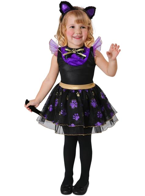 Disfraz de gatita morada para niña