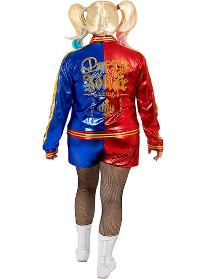 Disfraz de Harley Quinn para mujer con peluca y bate hinchable talla grande - Escuadrón Suicida - Funiglobal | Funidelia