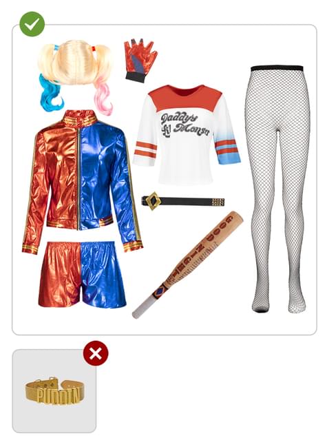 Disfraz de Harley Quinn para mujer con peluca y bate hinchable talla grande - Escuadrón Suicida - Funiglobal | Funidelia