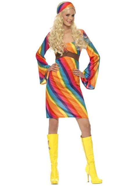 Disfraz de hippie arco iris para mujer - Smiffys | Funidelia