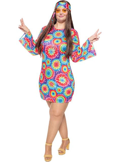 Disfraz de Hippie de los 60’s para mujer talla grande - Funiglobal | Funidelia
