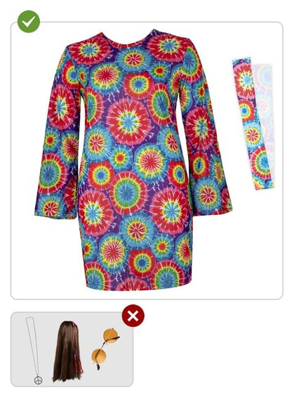 Disfraz de Hippie de los 60’s para mujer talla grande - Funiglobal | Funidelia