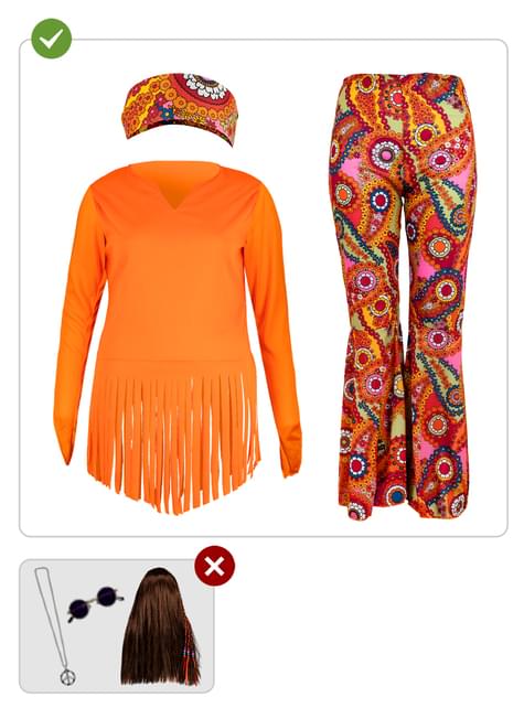 Disfraz de Hippie feliz para mujer talla grande - Funiglobal | Funidelia