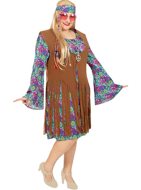 Disfraz de hippie para mujer talla grande - Funiglobal | Funidelia