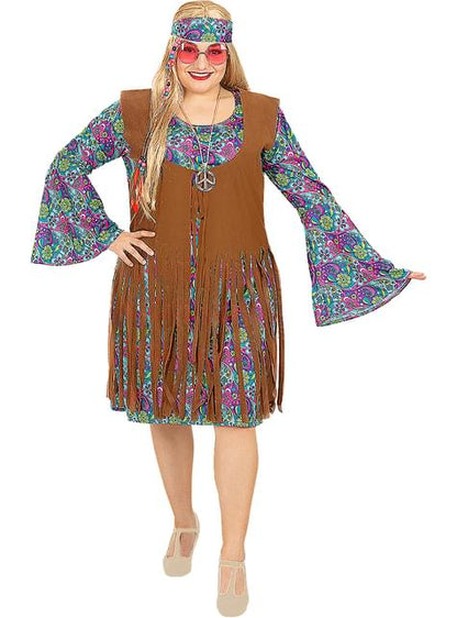 Disfraz de hippie para mujer talla grande - Funiglobal | Funidelia