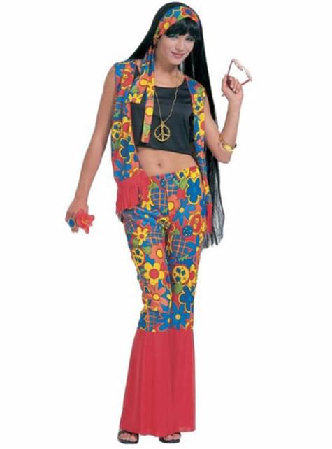 Disfraz de hippie fiestera para mujer
