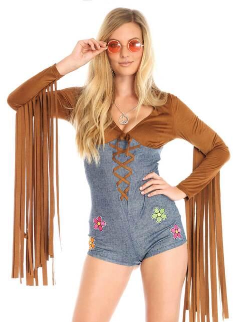 Disfraz de hippie sexy deluxe para mujer